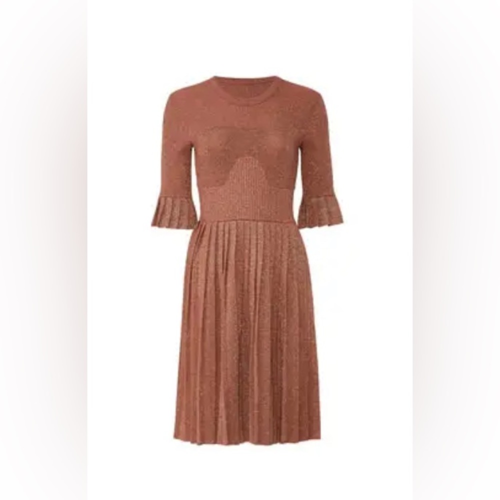 CARVEN Pleated Metallic Knit Dress